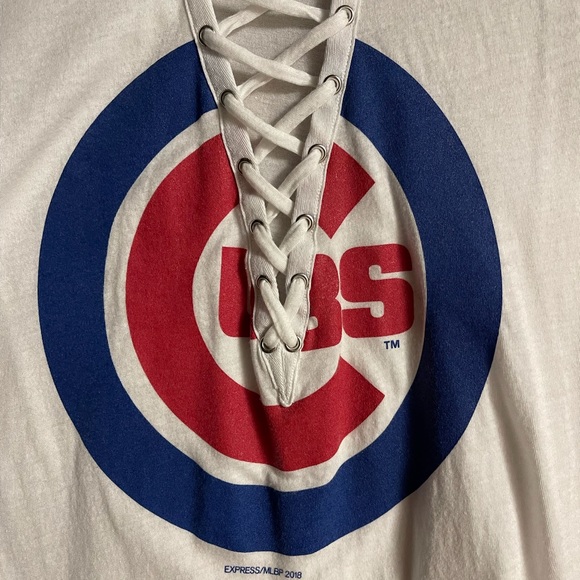 Express Chicago Cubs Lace Up Top - Picture 4 of 6